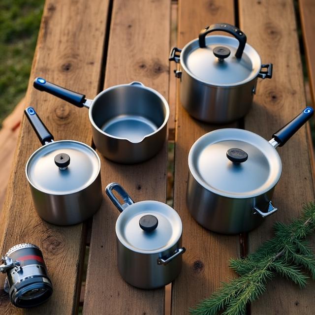 Compact titanium camping cookset